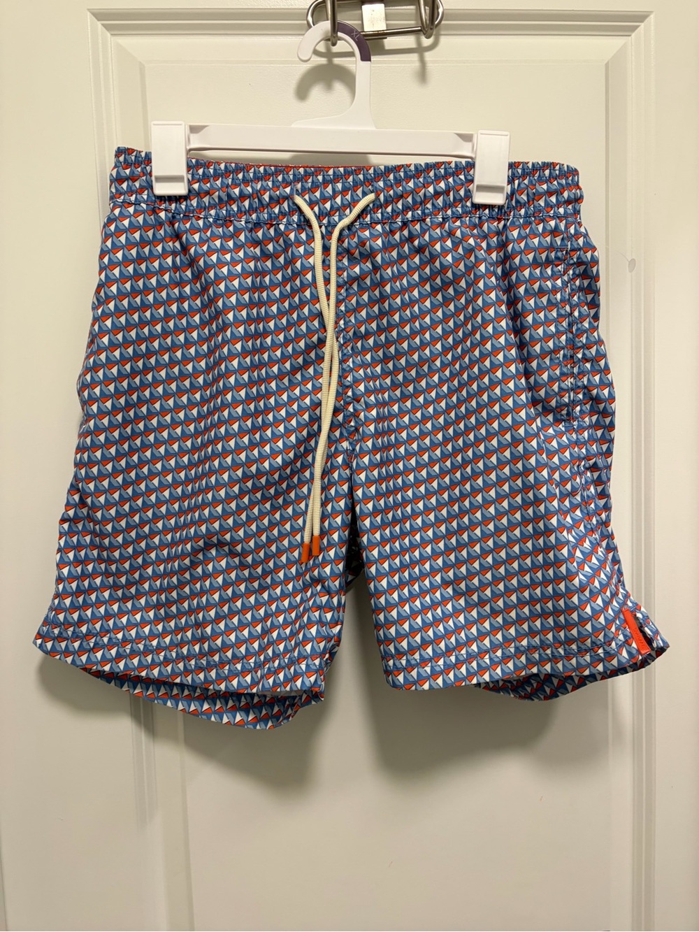 Swims Sol Swim Suit Shorts Blue Geometric, Size L, Lined, Drawstring,